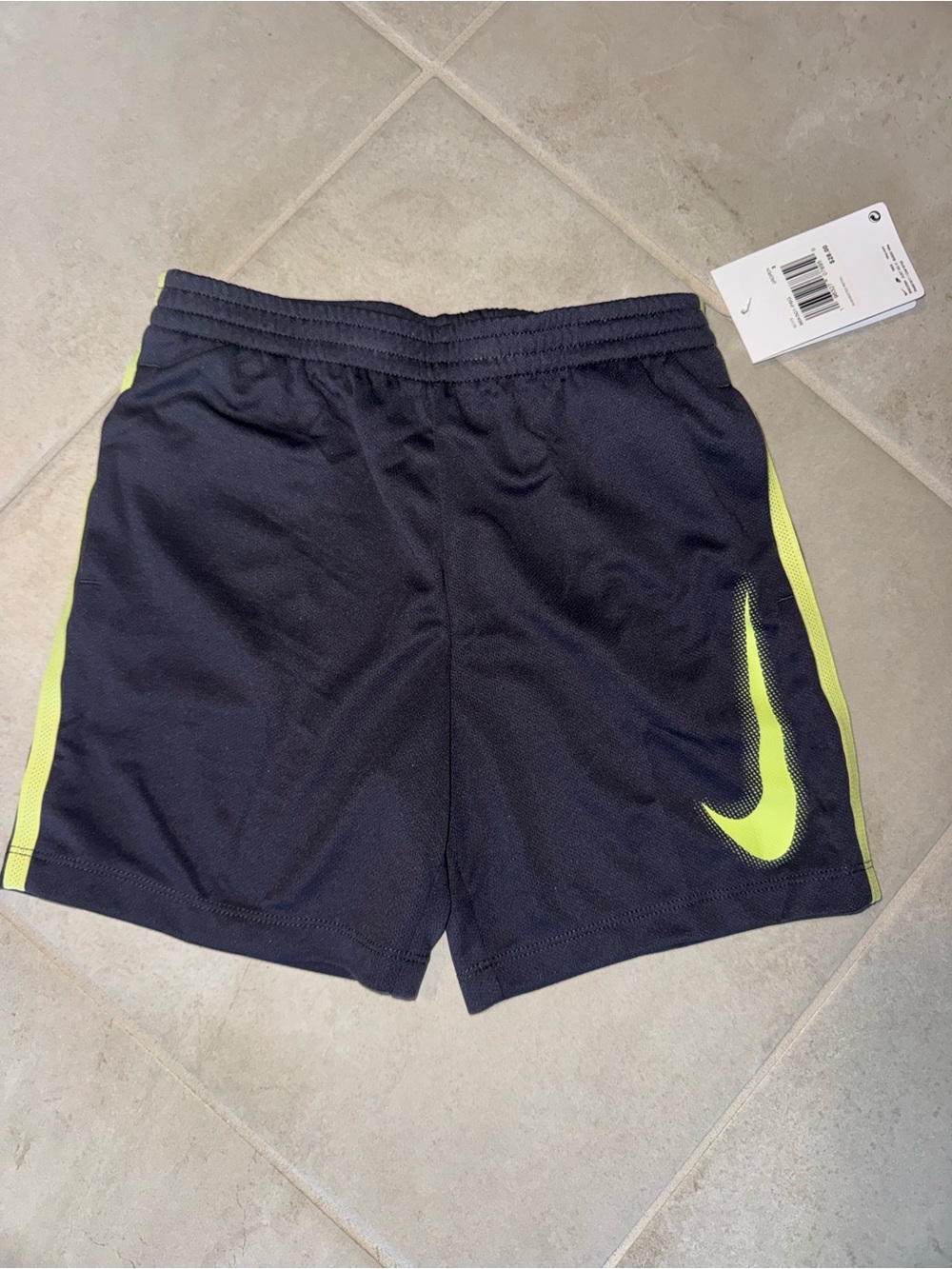 Nike Navy Shorts with Neon Yellow Swoosh